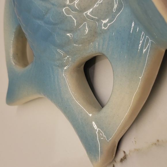 turquoise Ceramic Fish Blue White Tropical Fish Accent Décor 5" x 6" - Picture 6 of 8